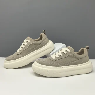 Men Breathable Ice Silk Fabric Platform Casual Wedge Sneakers