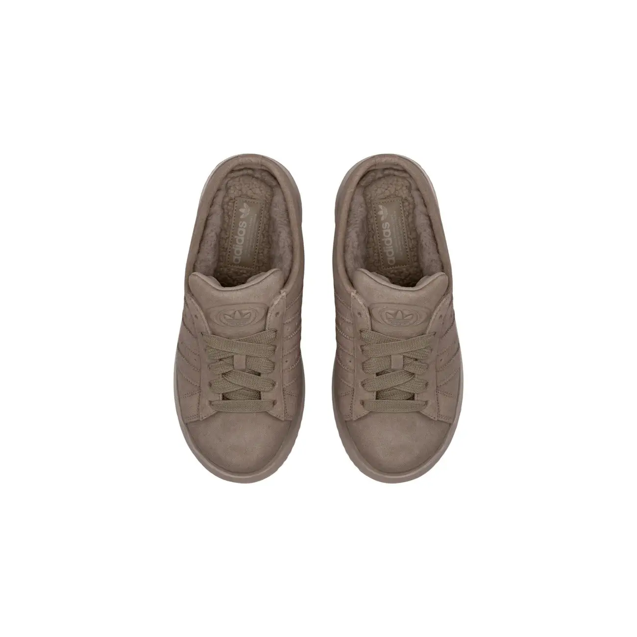 Adidas Pantoufles à plateforme en cuir marron pour femmes Originals