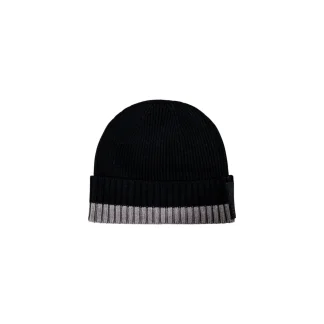 Armani Exchange Bonnet en tricot noir et gris pour hommes