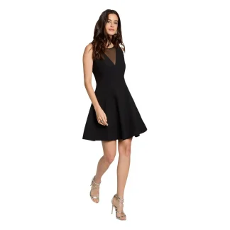 Robe noire sans manches à col rond par Morgan De Toi