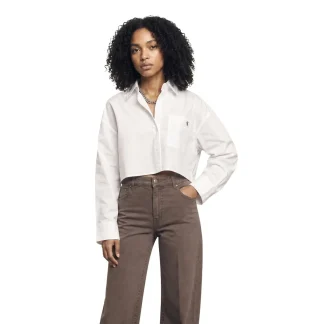 Chemise pour femmes Calvin Klein Jeans en coton blanc à manches longues