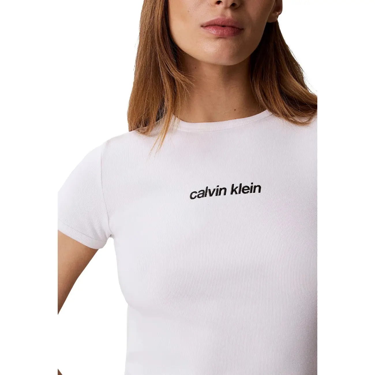 T-shirt rond en coton blanc pour femmes Calvin Klein Jeans – Image 3
