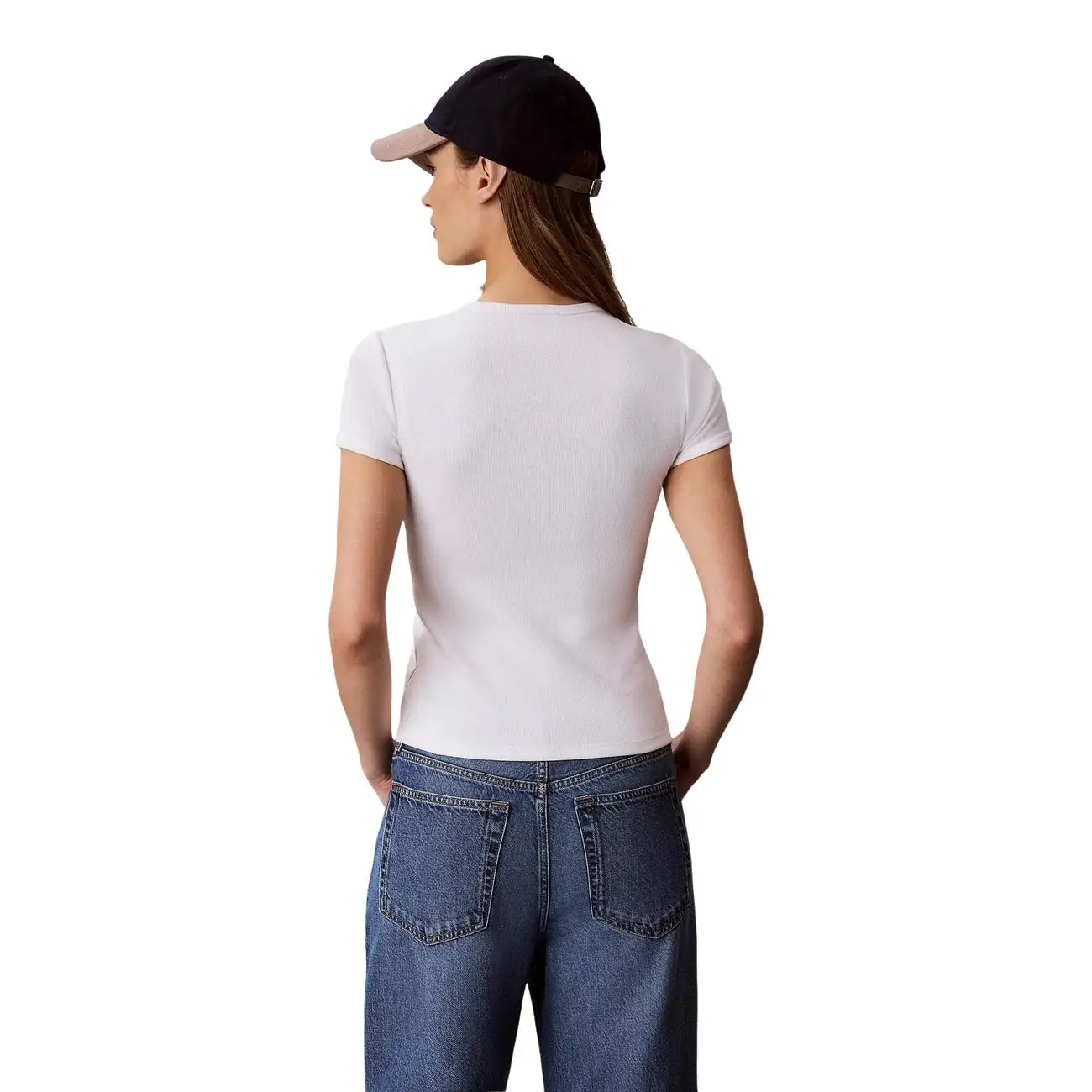T-shirt rond en coton blanc pour femmes Calvin Klein Jeans – Image 4