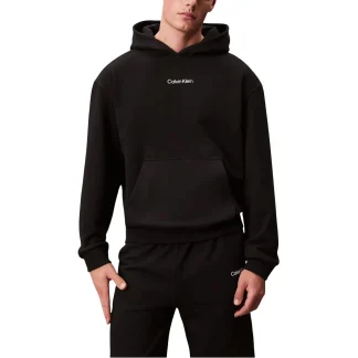 Sweat à capuche en coton noir pour homme Calvin Klein Sport