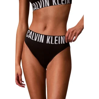 Culotte de bikini taille haute pour femmes Calvin Klein, noire, 92 % polyester