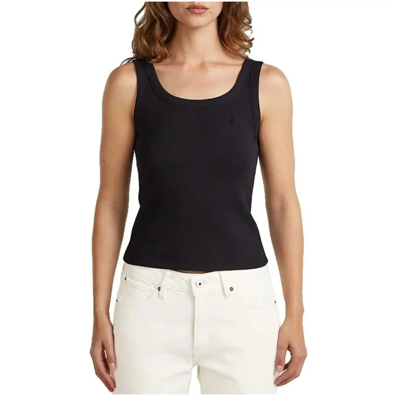 Débardeur femme G-Star blanc en coton, col rond, sans manches – Image 6