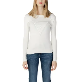 Guess Pull en tricot blanc à col rond pour femmes