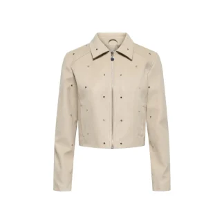 Blazer long beige Jacqueline De Yong avec fermeture éclair et poches