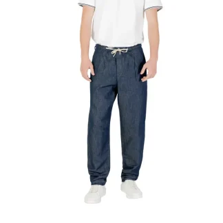 Pantalon à cordon en denim bleu foncé pour hommes