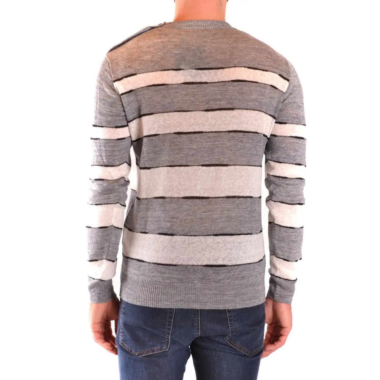 Pull en lin multicolore à rayures tricoté pour homme par Paolo Pecora – Image 4