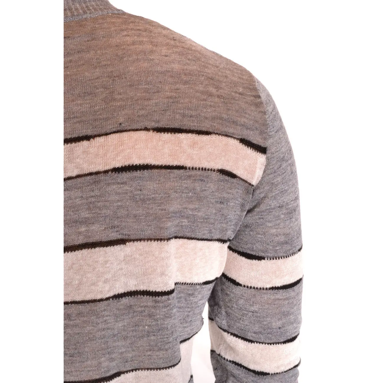 Pull en lin multicolore à rayures tricoté pour homme par Paolo Pecora – Image 5